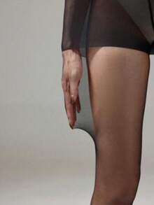 1 Pair Women's Black Ultra-Thin Seamless Tights, Suitable For Daily Wear - Black - View 1