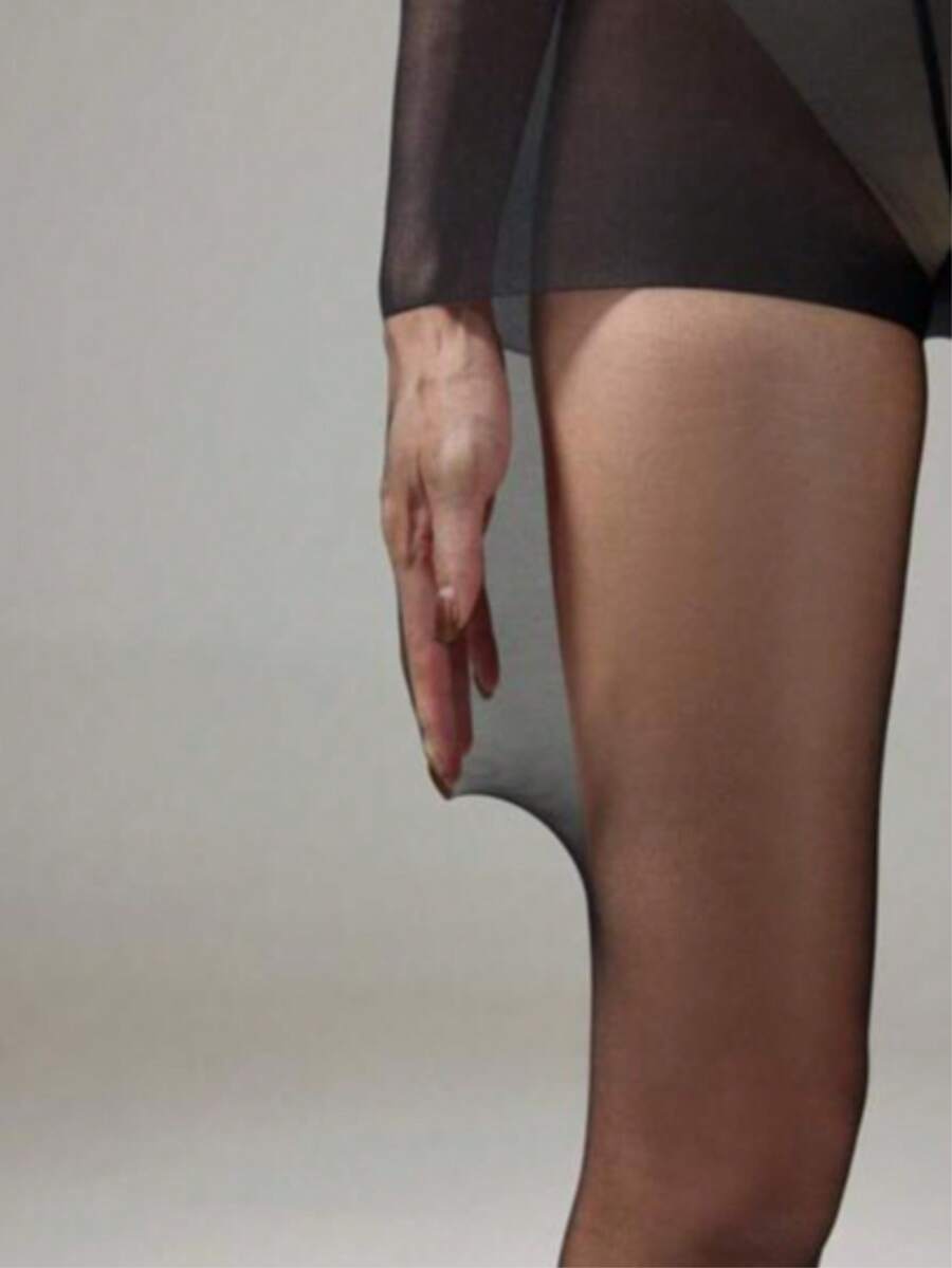 1 Pair Women's Black Ultra-Thin Seamless Tights, Suitable For Daily Wear - Black - View 1