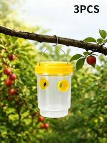 3/2/1 pièce Piège à guêpes rond en PP, boîte de capture d'abeilles suspendue à l'extérieur, attrape-insectes réutilisable, sans électricité requise, matériau plastique, répulsif et tueur d'abeilles et de guêpes - A - Voir 12