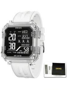 SMAEL 1pc Square Dial Digital Watch For Men And Women Student Casual Fashion Stopwatch Alarm Sports Wrist Watch - one-size - View 15