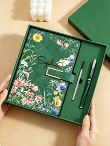 Customized A5 Notebook With Your Name, 200 Pages Of Personalized Text Cover, Includes Pen Ring And Bookmark, 2d Flat Design-Perfect For Personalized, Customizable Birthday Gifts, Personalized Diaries, 2d Flat Design - Multicolor - View 3