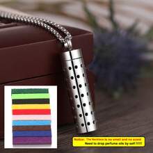 1 Buah Kalung Liontin Diffuser Aromaterapi Perhiasan Stainless Steel Baru dengan 10 Bantalan Bentuk Bunga Berongga, Liontin Terbuka untuk Aroma Parfum dan Minyak Esensial - Perak - View 13