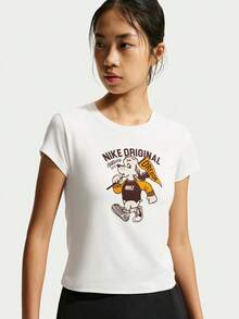 Nike Women's AS W NSW NK CHLLKNT MDCRP TEE Short Sleeve Knit Collarless T-Shirt TIM6415-133 - White - View 3