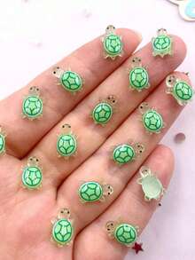 HAWT 100pcs Mini Resin Glow-In-The-Dark Turtles, Mini Resin Animal Glow-In-The-Dark Miniature Models, Suitable For DIY Fairy Garden Decor, Dollhouse Micro Landscape, Hidden Little Turtles - Multicolor - View 5