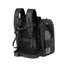 DOGAT Zaino trasportino espandibile per gatti, cani di piccola taglia e cuccioli: borsa da viaggio in rete traspirante, pieghevole, 5 punti di accesso, spallacci imbottiti, tasche laterali e cinghie per il fissaggio al trolley. - nero - Visualizzare 8