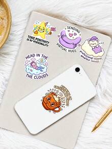 50Pcs Low Energy Mental Health Meme Stickers, Funny Introvert Anxiety Cartoon Sarcastic Text Decals, Ideal For Journaling, Water Bottle, Laptop, Scrapbook & Teen Stationery Gifts - 7*6*1 - View 7