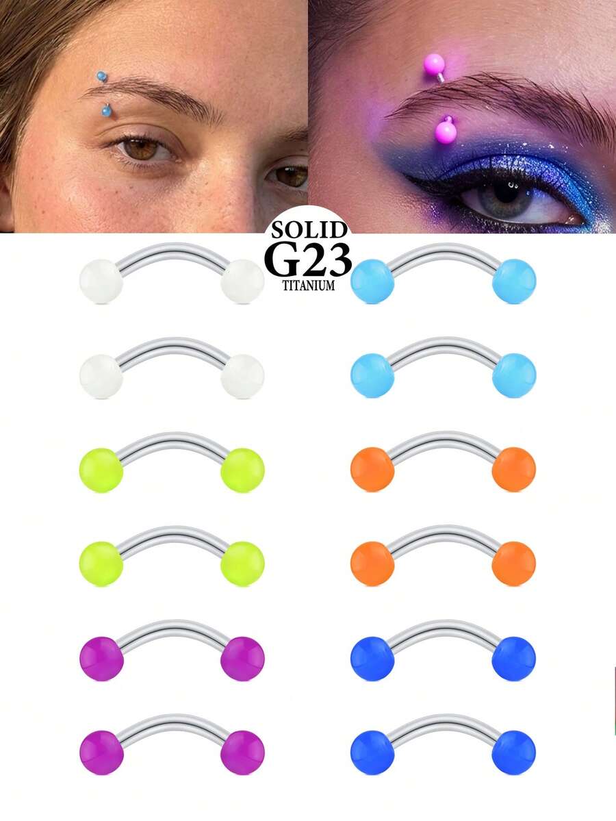 CIZME 16G 鈦合金眉環 耳環 軟骨環 唇環 身體穿刺飾品 穿孔固定環 8mm 10mm - 果凍球 - 查看 1