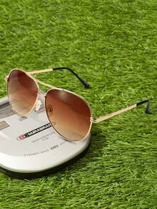 Shadewire نظارات طيار للنساء بإطار معدني بيضاوي وجسر مزدوج، إطار كبير الحجم بأسلوب رجعي للعطلات والشاطئ والسفر الصيفي والخروجات والعودة إلى المدرسة - قهوة بني - مشاهدة 2