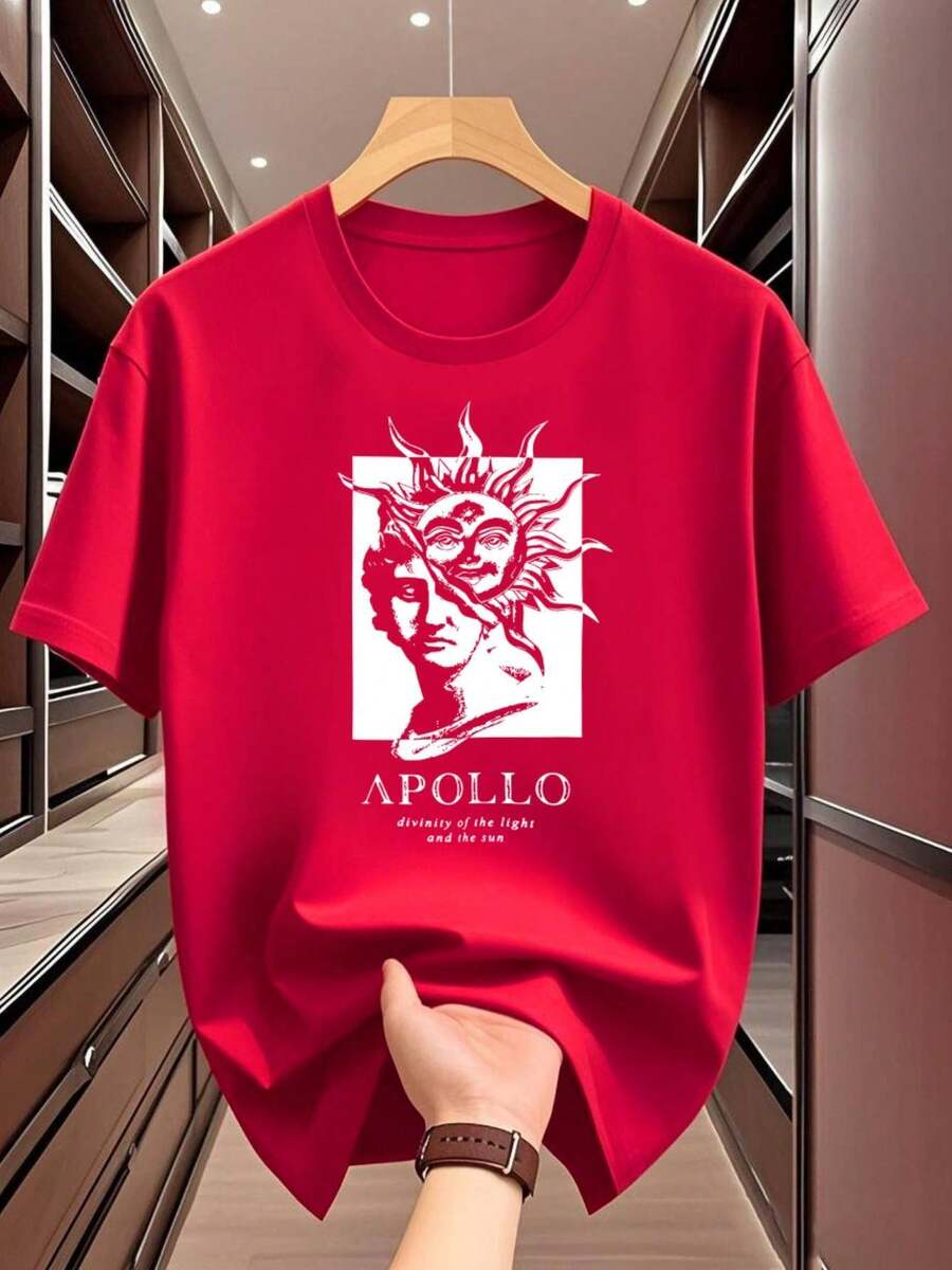 Camiseta de alta calidad y diseño atractivo, relajada y cómoda, ropa masculina refrescante, camiseta estampada fácil de limpiar, camiseta duradera de talla grande, camiseta casual, camiseta - Rojo - Ver 1