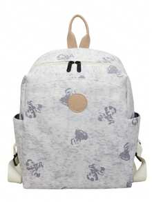 1 pieza Mochila de viaje de nylon de unicolor con doble lavado, ligera y de gran capacidad, bolsa escolar minimalista y portátil para estudiantes universitarios - Multicolor - Ver 6