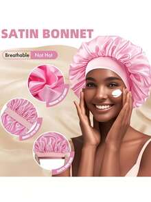 1 Stück Satin Duschhaube Haarnetz Seidenkappe, geeignet für Haarpflege, Zuhause und Badezimmer, Herbst-/Winterstil, geeignet für Hautpflege und Gesichtswaschen - mehrfarbig - Übersicht 5