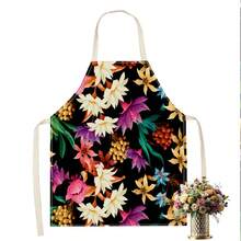 1 Stück Schürze mit Pflanzen- und Blumenmuster, Polyester-Material, geeignet zum Kochen, Grillen, Gärtnern, Malen, Maniküre, Unisex, für Innen- und Außenbereich - Verschiedenfarbig - Übersicht 12