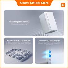 Xiaomi 2-Pack Mesh System AC1200 WiFi Router – Dual Band 1200Mbps Wireless Mesh Network Kit With Gigabit Ports, WPA3 Encryption, MiWiFi ROM, App Control, Whole Home Coverage, 2.4GHz & 5GHz Bands, UK Version - White - View 3
