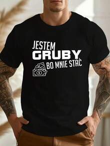 Camiseta de hombre de talla grande con un divertido diseño polaco - Negro - Ver 1
