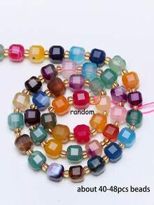 Natural Stone Colorful Faceted Square Beads, Faceted Square Loose Spaced Beads For Jewelry Making Diy Unique Bracelets, Necklaces, Earrings Crafts - Multicolor - View 59