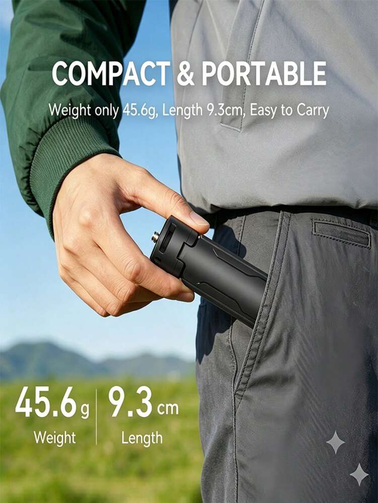 Automatic Pop-Up Mini Tripod, Handheld/Desktop Stand, 1/4" Screw Interface, With Non-Slip Pad, Compatible With DJI Osmo Pocket 4/Pocket 3, Smartphone, DSLR Camera, 45.6g Ultra-Light Pocket Size, Suitable For Live Streaming, Vlog Shooting Accessory - View 2