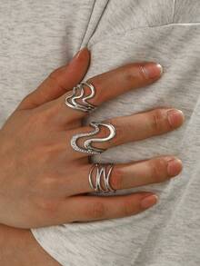 3pcs/Set Men's Rhinestone Ring Set Suitable For Daily Wear - 3-piece Rhinestone Ring Set - View 3