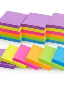 36 Books 1800 Pages 3x3 Inch Index Sticky Notes, Back To School Gift, 12 Vibrant Neon Colors Square Tear-Resistant Thick Paper Self-Adhesive Note Pads, Efficient Note-Taking And Organizing, Suitable For Students, Office, Daily Tasks, Meetings, Classroom Rewards And School Supplies, Back To School Gift, Teacher Gift (6/36 Books) - Color - View 6