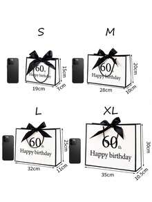 60th Birthday Gift Bag, T-Shaped Seal Design, Lightweight Foldable Shopping Bag - Wide Bottom Design, Foldable, Reusable, Durable Handle Design / Father's Day / Birthday - Elegant Gift Box Accessory, Essential Gift - Multicolor - View 7