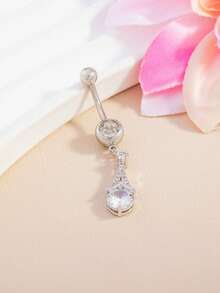 1pc Beach Vacation Style Water Drop Belly Button Ring Women Body Jewelry Elegant Navel Piercing - Multicolor - View 4