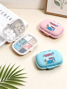 Portable Pill Box With Cute Pill Pattern Print, Moisture-Proof Medicine Organizer, Compartmentalized Travel Pill Storage Box, Daily Small Pill Box Suitable For Pockets Or Handbags, Reusable Unisex Medicine Storage Box, Pill Planner, Daily Carry Small Pill Box For Storing Vitamins, Medications And Nutritional Supplements, Travel Essential Accessory - Multicolor - View 4