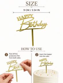 3 PIEZAS Adorno de Pastel de Acrílico PMMA con Corazón Pequeño Feliz Cumpleaños, Decoración de Pastel con Fuente Mixta de Oro Espejo, Adorno Dulce y Romántico para Ambiente de Fiesta de Cumpleaños, Suministros de Repostería y Postres, Decoración de Mesa de Pastel, Accesorio de Repostería para Cocina del Hogar, Regalo de Decoración para Celebración de Cumpleaños - A - Ver 2