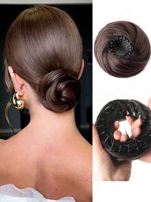 Ekstensi Rambut Sanggul Sarang Burung dengan Ikat Rambut, Potongan Rambut Simpul Atas yang Menambah Volume Realistis, Bungkus Rambut Sanggul Kuncup Bunga yang Mengembang - MultiWarna - View 6