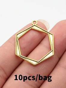 10 buah liontin heksagonal geometris berongga berdesain menarik ukuran 35x27mm untuk pembuatan perhiasan, kalung, gantungan kunci, rantai ponsel, dan aksesoris gelang. - segi enam - View 14