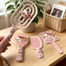 Sanrio 1/4件組 Hello Kitty 毛絨造型鏤空肋梳按摩氣墊梳，氣墊直髮梳鏡子套組，舒適好用，防靜電且不傷髮，實用護髮氣墊梳，適合情人節、生日禮物、旅行配件、化妝配件、節日派對、開學季、畢業季、浴室用品 - 卡通 - 查看 6