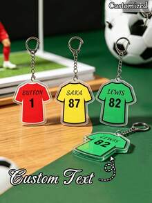 Porte-clés en acrylique personnalisé avec nom & numéro de maillot de football, porte-clés d'équipe de football personnalisé, porte-clés de joueur de football personnalisable, cadeau d'équipe sportive - Multicolore - Voir 2