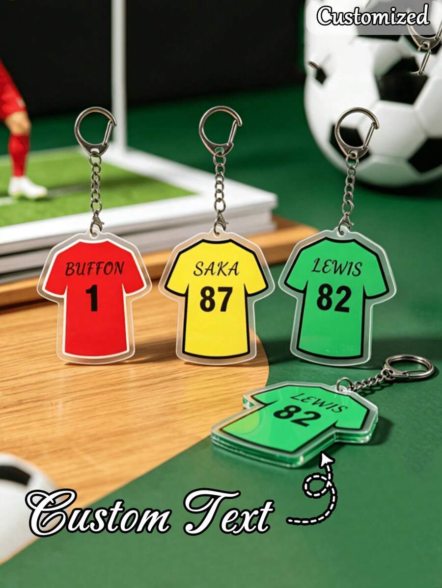 Porte-clés en acrylique personnalisé avec nom & numéro de maillot de football, porte-clés d'équipe de football personnalisé, porte-clés de joueur de football personnalisable, cadeau d'équipe sportive