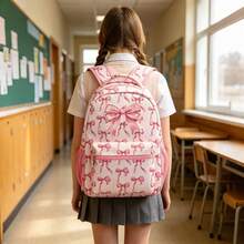 Student Backpack - Bowknot Print Design Backpack, Suitable For Teenagers And Middle School Students, Best Gift For Back To School Season - Multicolor - View 5