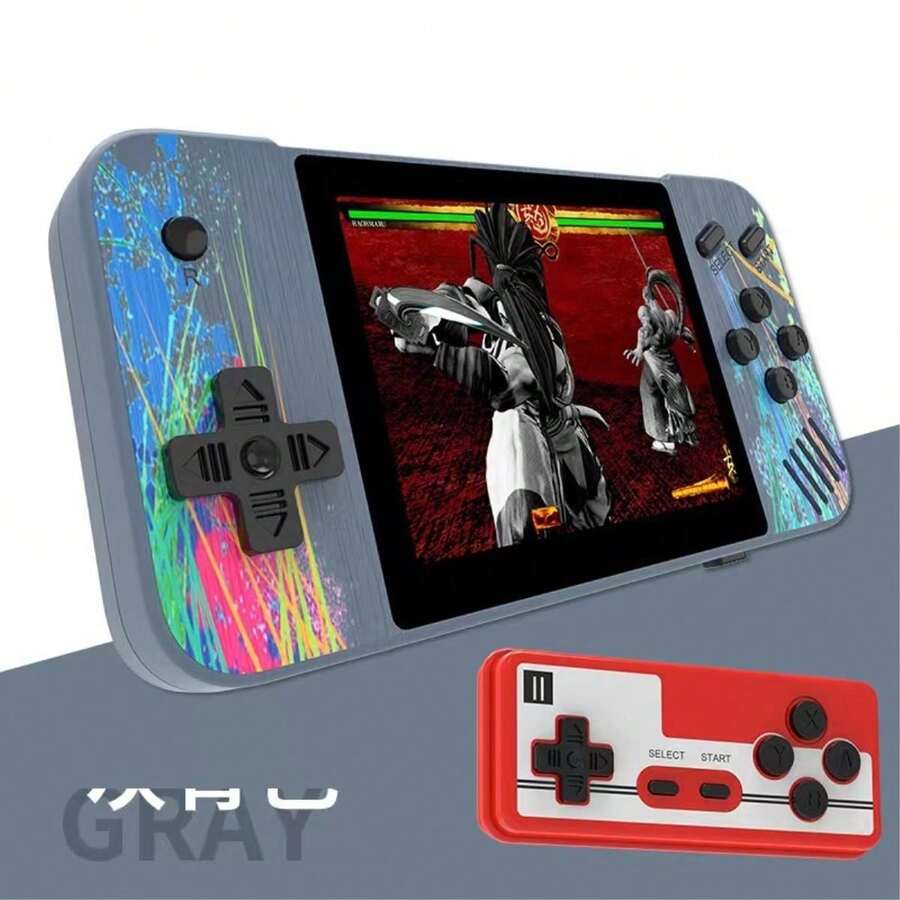Handheld Console Dual Built-In 800 In 1 Fc Classic Arcade Retro Retro Macaron 35 "Horizontal Screen - Grey - View 1