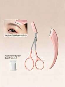 2-In-1 Eyebrow Grooming Set, Eyebrow Scissors With Comb + Curved Eyebrow Razor, Precision Eyebrow Shaping Tool, Gentle Skin-Friendly Eyebrow Care Set, Suitable For Daily Grooming, Pre-Makeup Preparation, Home Use, Travel, Ideal For Beginners, Makeup Enthusiasts And Students - Multicolor - View 9