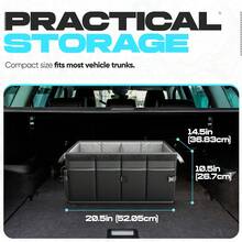 FORTEM Car And SUV Trunk Organizer - Car Storage Organizer - Large Foldable Box With 2 Compartments - Non-Slip Base - Adjustable Straps - Removable Lid (Black) - الأسود - مشاهدة 4
