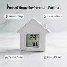 Mini House-Shaped Temperature & Humidity Meter, Electronic Display, Indoor/Outdoor Universal, No Power Required (Battery Not Included) - A - View 5