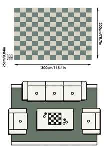 1pc Luxury Nordic Modern Minimalist White & Green Checkerboard Pattern - Rectangular Soft Faux Cashmere Machine Washable Area Rug, Suitable For Living Room, Bedroom, Entryway, Bathroom, Hallway, Patio, Kitchen, Indoor & Outdoor, All Season Large Size Floor Mat, Home Decor - Multicolor - View 12
