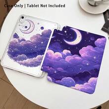 紫色雲朵星星月亮圖案 1件平板保護殼附支架，適用於 Honor 8/9/10/X8/X8A/X9/X8Pro/X9Pro、MatePad SE 11吋/MatePad 11吋/11.5吋、MatePad Pro、Apple 10代/11代 2025 (A16) - 款式34 - 查看 3