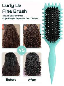 1 buah Sisir Pengeriting Rambut, Sisir Penata Rambut - Sisir Nilon Anti-Statis, Cocok untuk Rambut Keriting. Efek Pengeritingan Halus dan Alami, Mengurangi Rambut Kusut dan Ujung Bercabang. Unisex. - MultiWarna - View 6