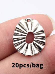 20pcs 22x18mm Hollowed-Out Pleated Egg-Shaped Geometric Charms Pendant For DIY Jewelry Making Necklace Keychain Phone Chain Bracelet Accessories - Egg-shaped - View 3