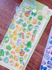 Cute Animal DIY 3D Mini Embossed Stickers, Kawaii Embossed Stickers, Scrapbook Diary Decoration, Planner Stationery, Crystal DIY Stickers - Multicolor - View 8