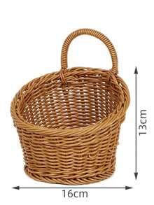 Cesta de estilo mimbre montada en la pared, cesta de mano, cesta rústica, mini cesta de flores tejida a mano - Amarillo Mostaza - Ver 6