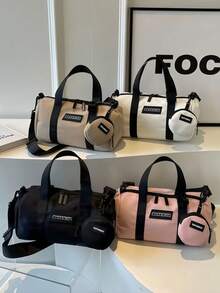 Bolso cilíndrico de moda de, bolso bandolera casual para deportes al aire libre y transporte, versátil y de gran capacidad con opciones de color, correa ajustable cómoda y duradera, b - Rosa 1 paquete - Ver 2