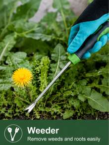 4-Piece Gardening Tool Set With Gloves, Heavy Duty Hand Trowel, Cultivator & Weeder, Ergonomic Non-Slip Handles, Stainless Steel Garden Tools Kit For Digging, Planting And Weeding - A-3pcs + Gloves*1 - View 5