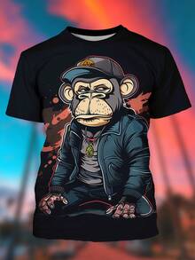 [Pierson Selection] Adult T-Shirt With 3D Digital Print, New Summer T-Shirt For Men - 煤炭煙黑 - 查看 3