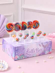 1pc 15-Hole Purple Mermaid Paper Lollipop Display Stand, Mini Lollipop Display Rack, Baby Shower Party Supplies, Mermaid Theme Birthday Party Decoration, Reusable Candy Storage Box, Candy Bar, Wedding Decoration, Baby Shower Paper Lollipop Stand, Home Decor, Kitchen Table Decoration, Cake Stick, Candy Buffet, Gender Reveal Party Decoration, Birthday Party Supplies, Birthday Gift, Party Favors - Purple Mermaid - View 3