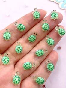 HAWT 100pcs Mini Resin Glow-In-The-Dark Turtles, Mini Resin Animal Glow-In-The-Dark Miniature Models, Suitable For DIY Fairy Garden Decor, Dollhouse Micro Landscape, Hidden Little Turtles - Multicolor - View 4