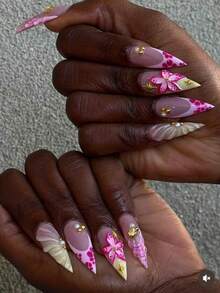 Handmade False Nails - Hot Pink - View 1