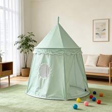 Tienda de campaña estilo yurta mongola de tela de piel de durazno verde para niños, tienda de juego de base secreta para niños, con bolsa de almacenamiento, fácil de instalar y guardar, portátil, adecuada para juegos interactivos en interiores y exteriores, camping en el parque, tienda de juego de espacio de imaginación para niños y niñas, mejor regalo de cumpleaños y vacaciones - verde menta - Ver 3
