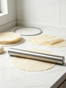 1pc Stainless Steel Rolling Pin, Non-Stick Dough, Suitable For Pizza And Pastry Making, Long Straight Design Suitable For Nuts And Cookies, To Clean And Space-Saving Kitchen Gadget, Minimalist Style, Practical Gift For Cooking Enthusiasts - View 4